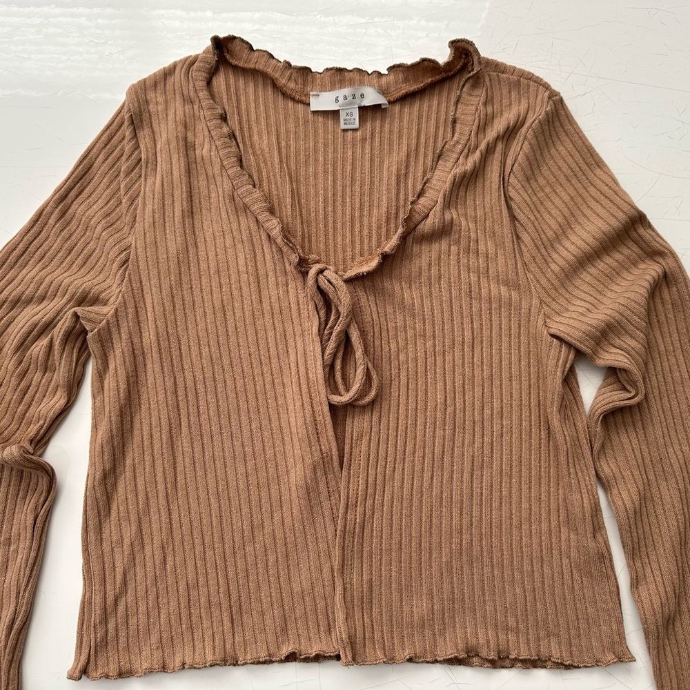 Gaze Cropped Cardigan for Women Size XS Light Brown